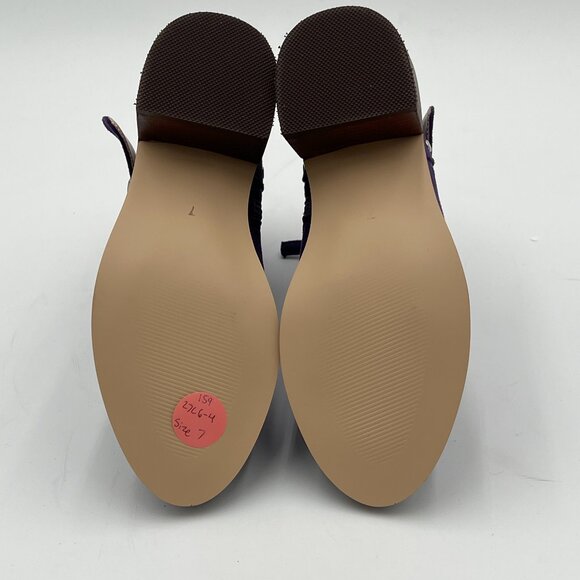 FOWT Purple V Cut Cowgirl Metal Rivet Studded Slide Zipper Block Heel Ankle Boot - Picture 6 of 6